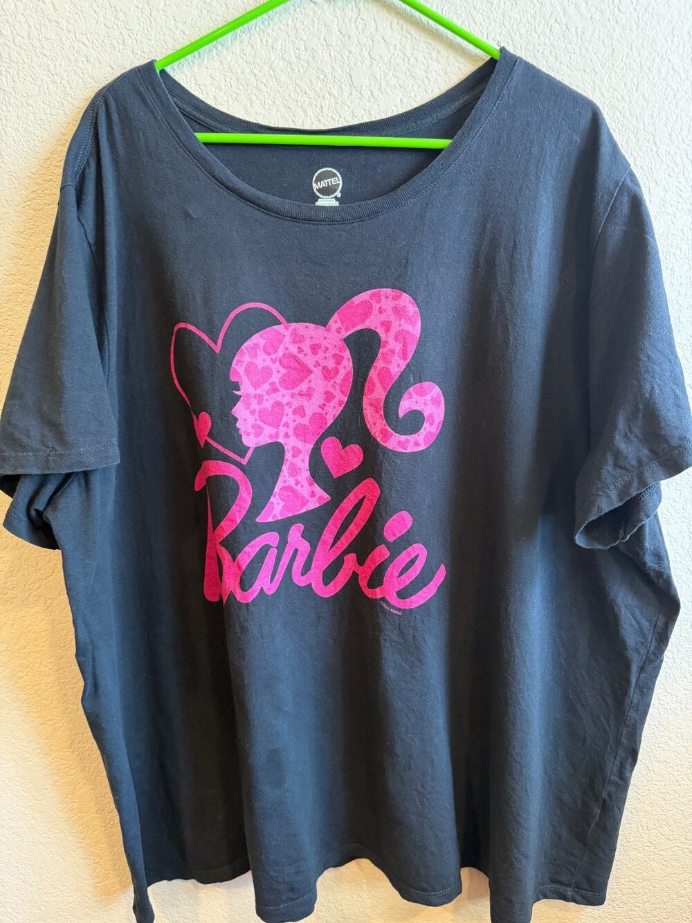 Barbie Women's 5X Black Pink Heart Logo Graphic T-Shirt Mattel 2019 Plus Size